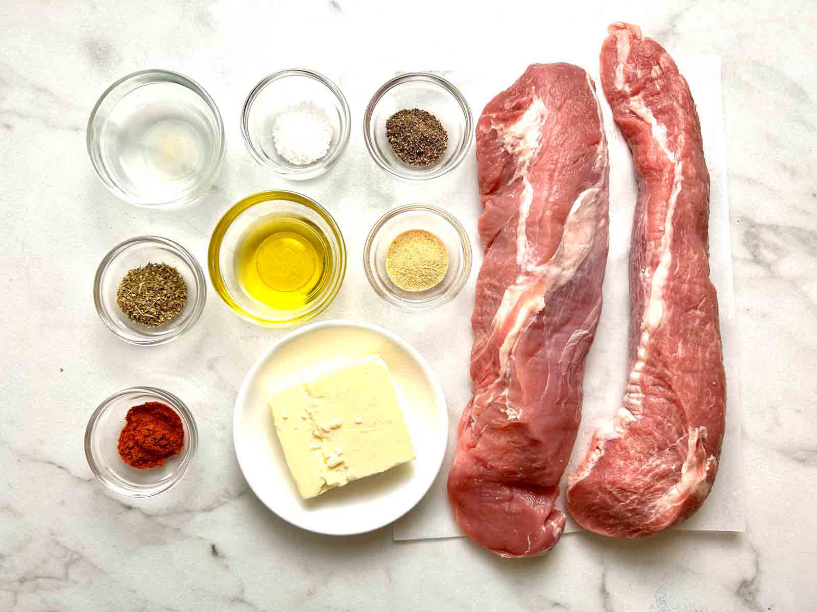 ingredients prepped in bowls.