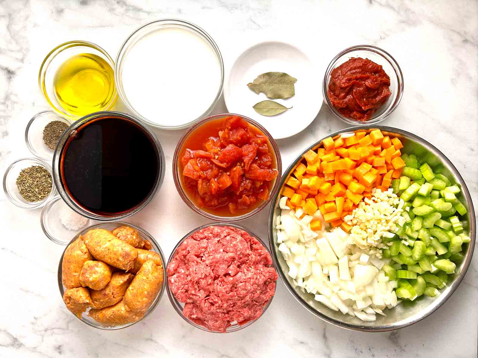 ingredients prepped in bowls.
