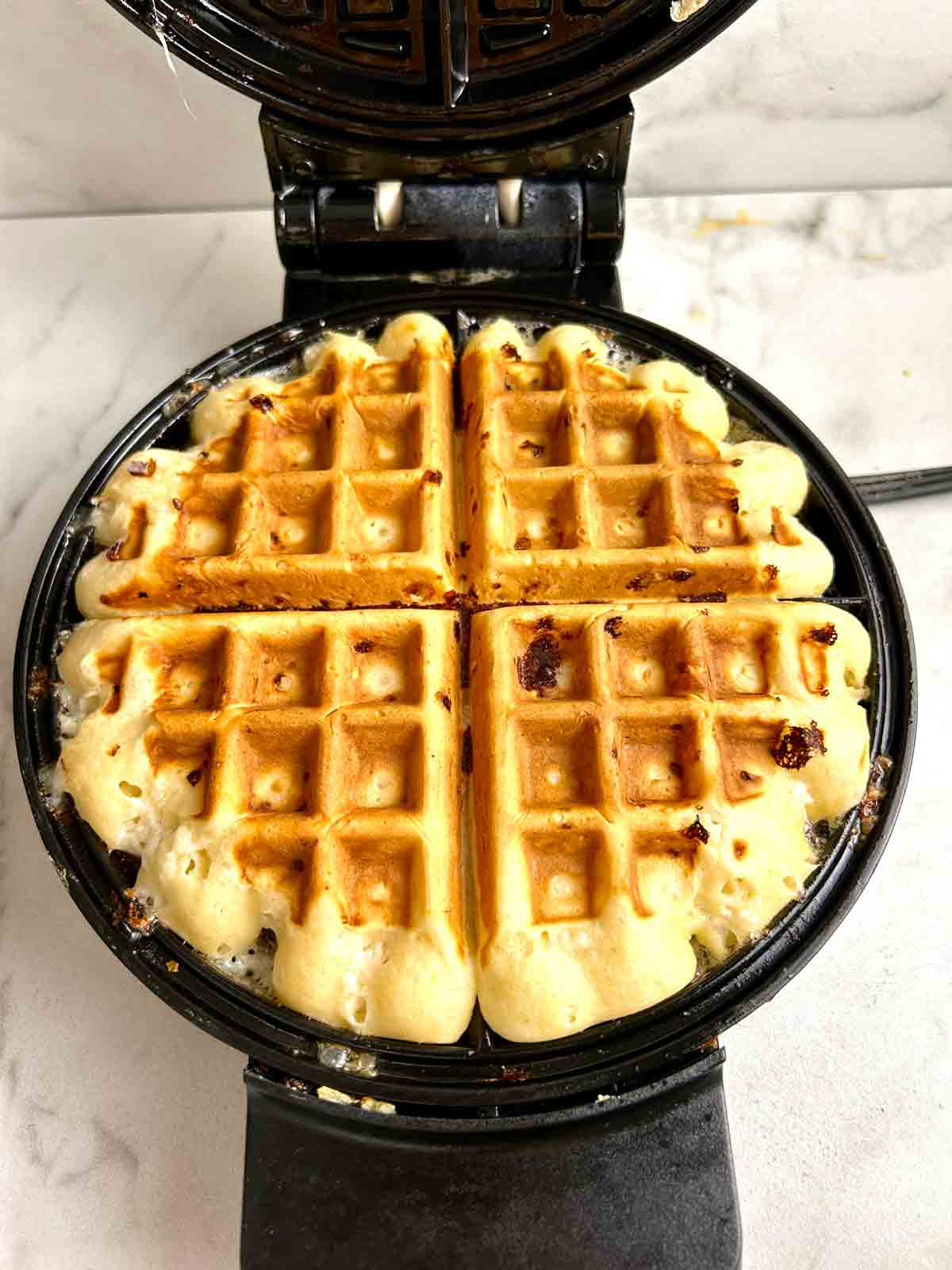 waffle cooked in iron.