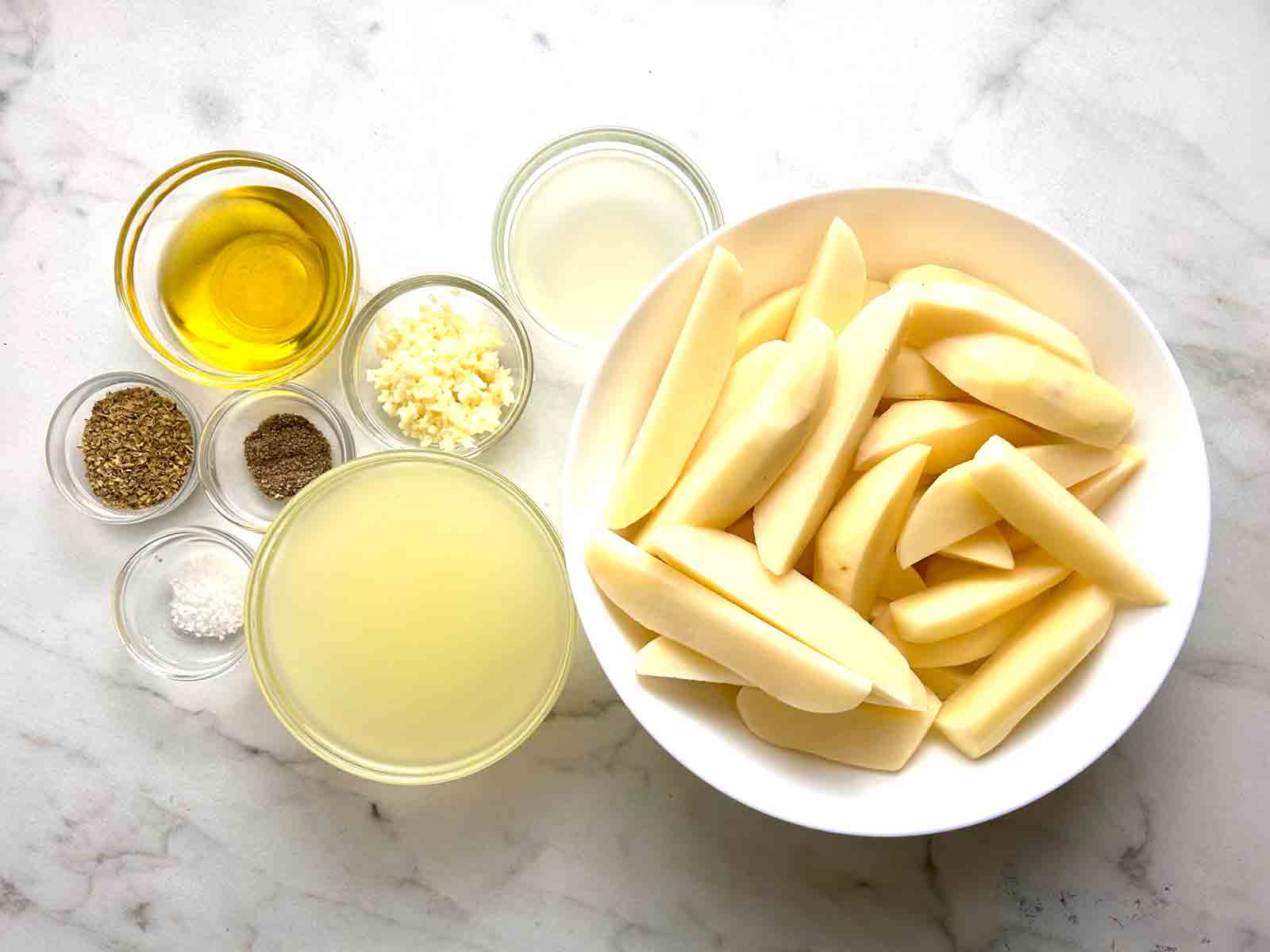 ingredients prepped in bowls.