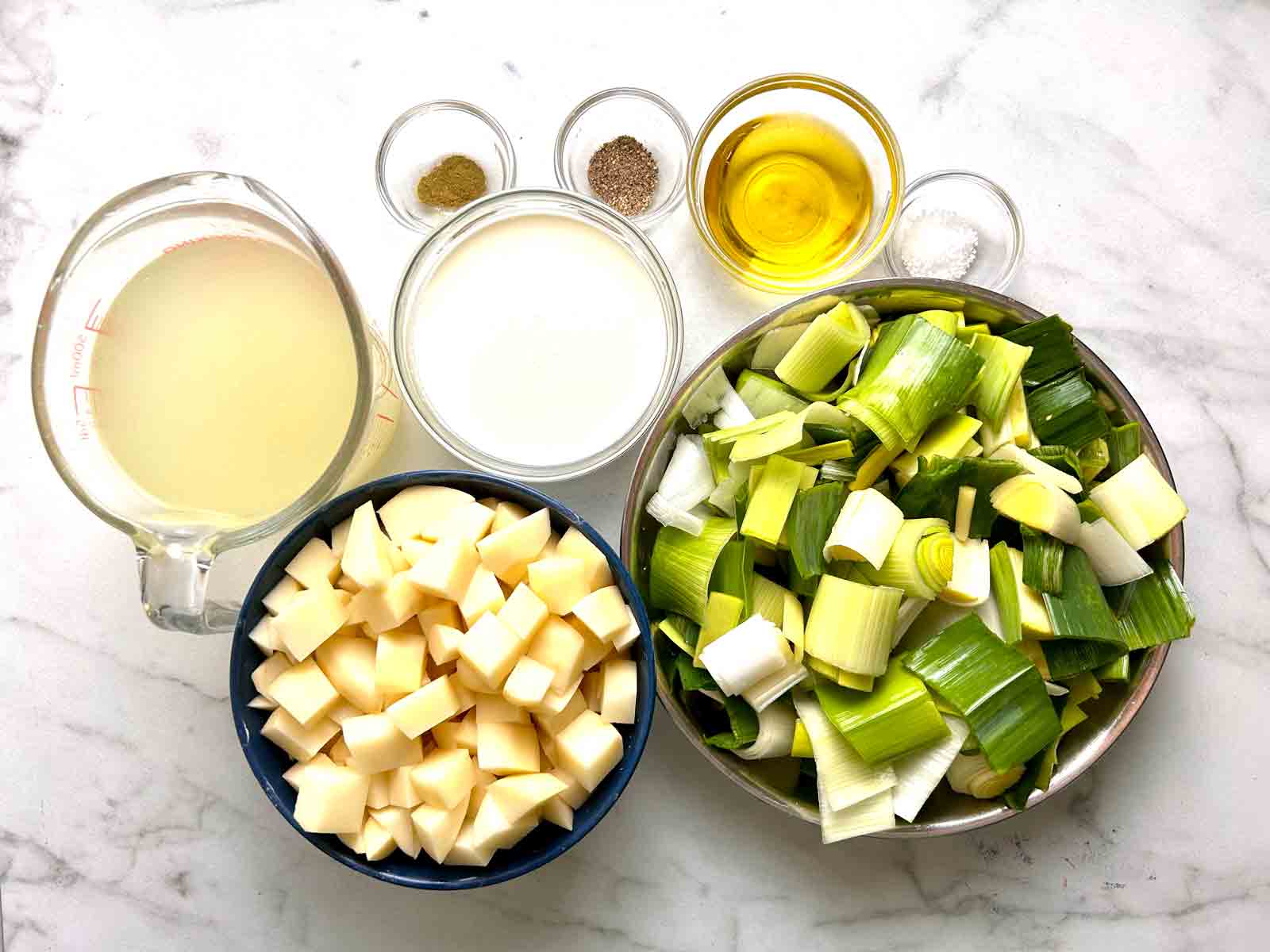 ingredients prepped in bowls.