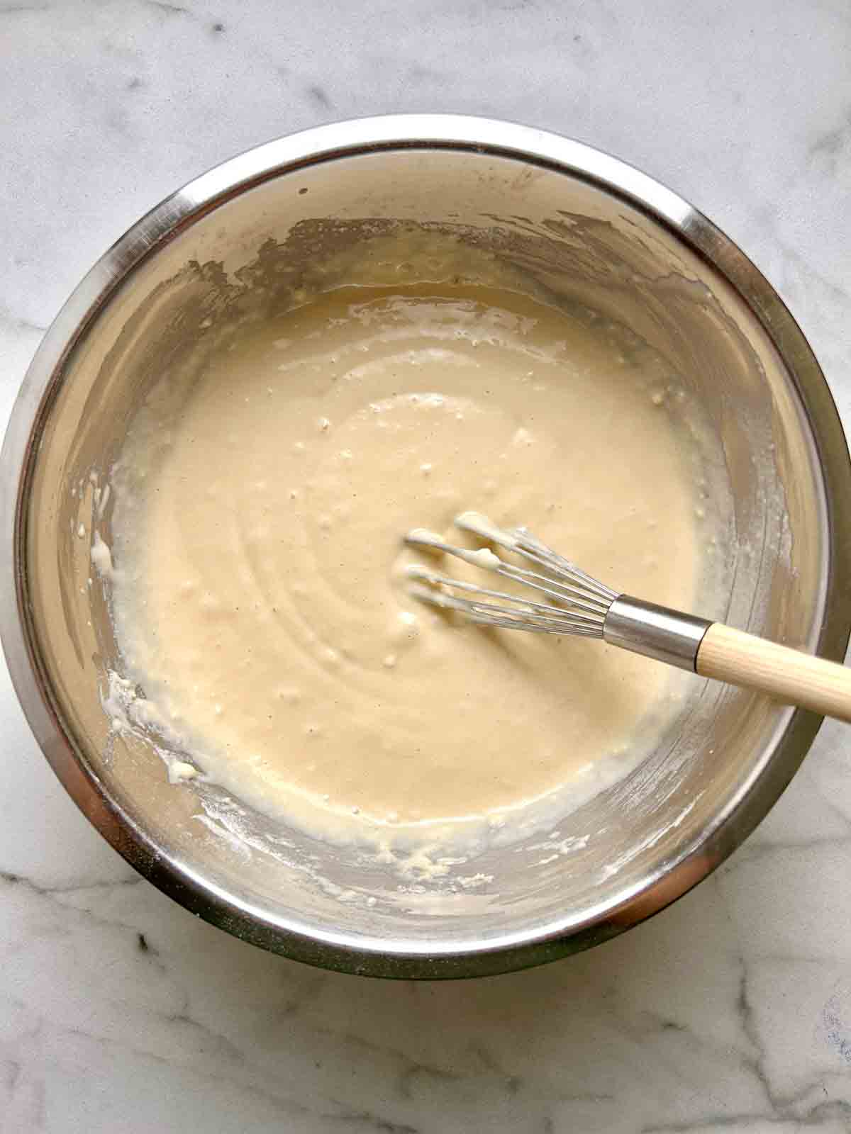 batter whisked in bowl.