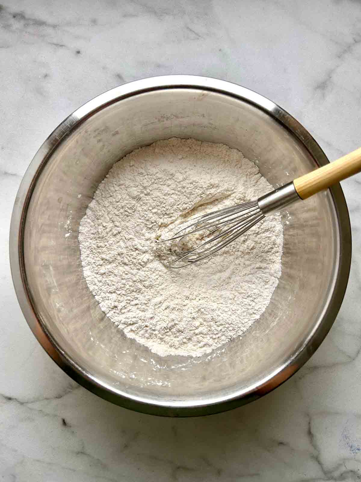 dry mixture whisked in bowl.