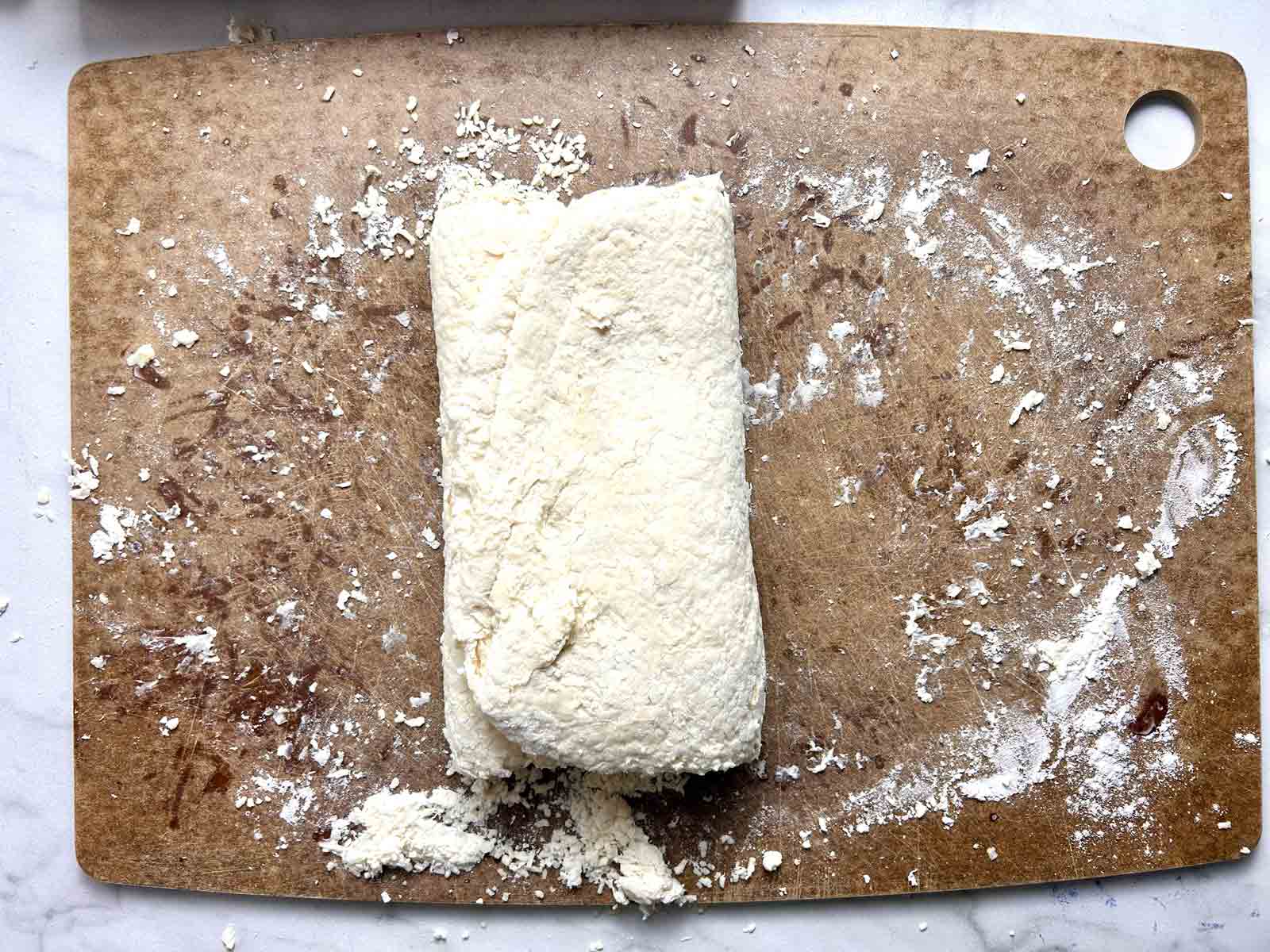 dough folded into third.