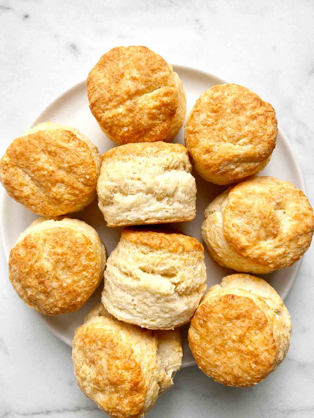 plate of sourdough biscuits.