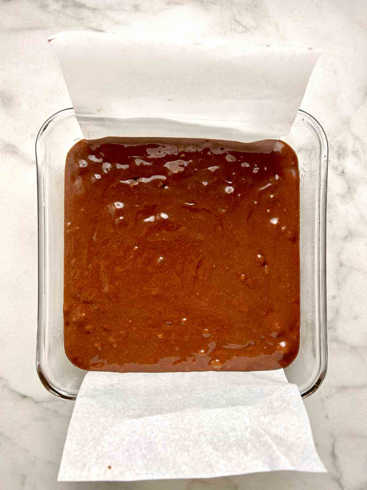 batter poured into baking dish.