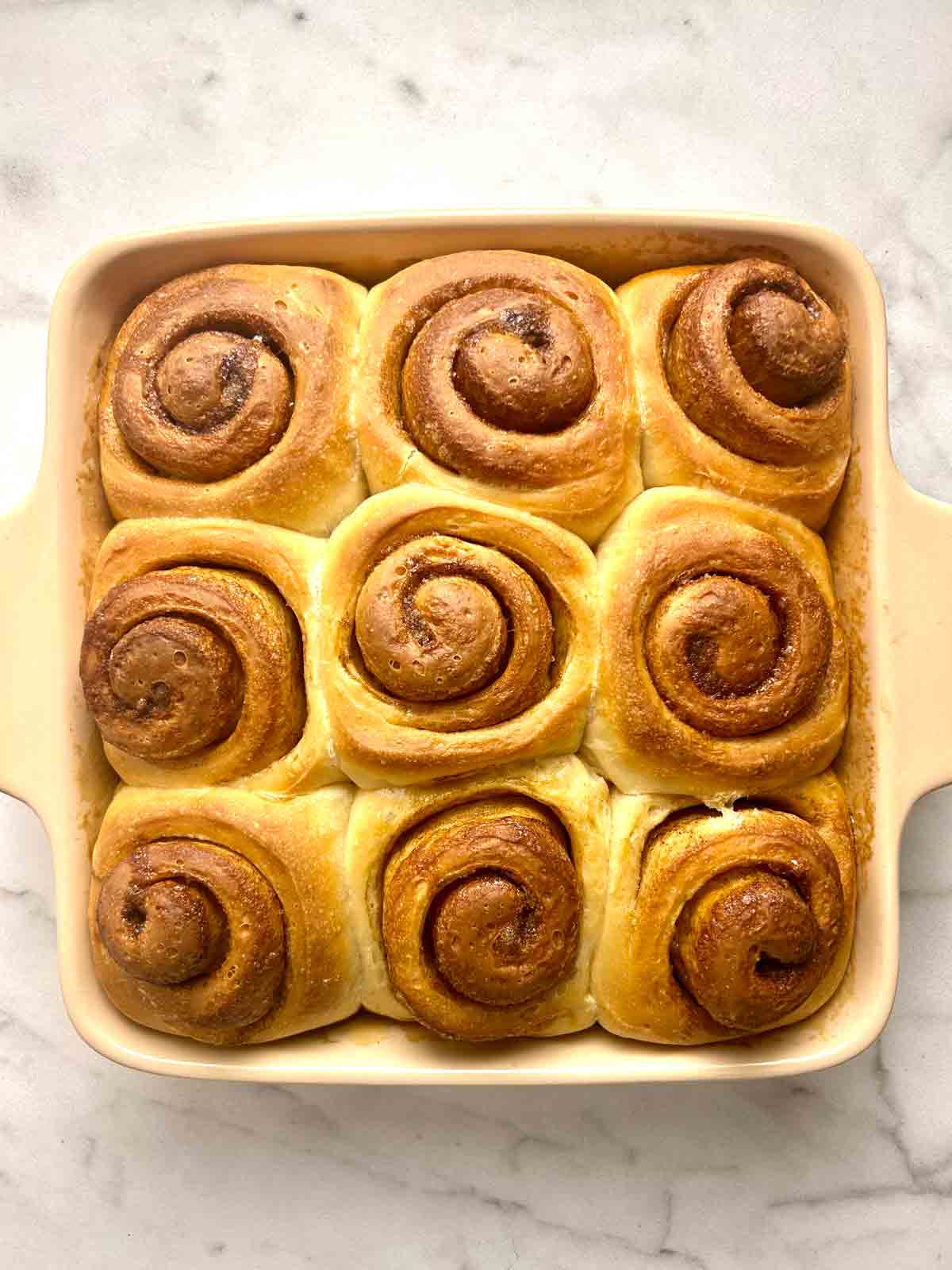 cinnamon rolls after baking.