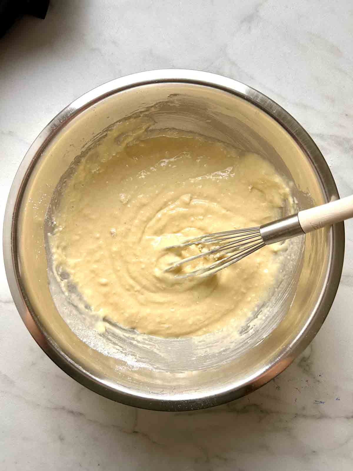 batter whisked together in bowl.