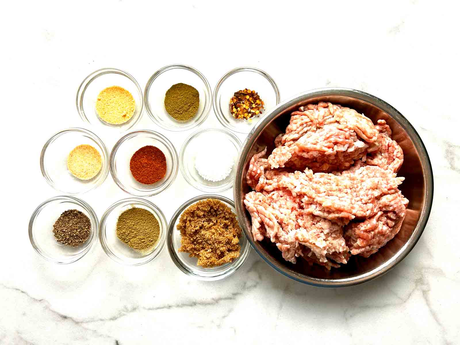 ingredients prepped in bowls.