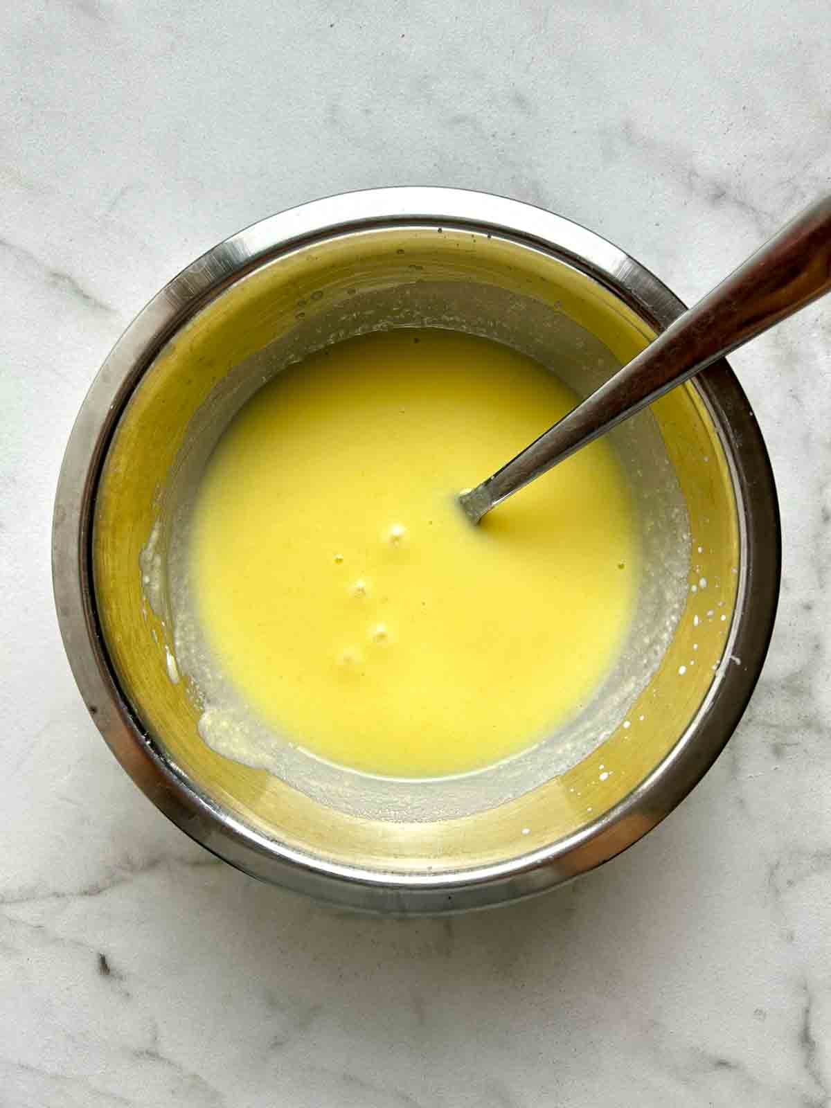 vanilla pudding mixed with milk.