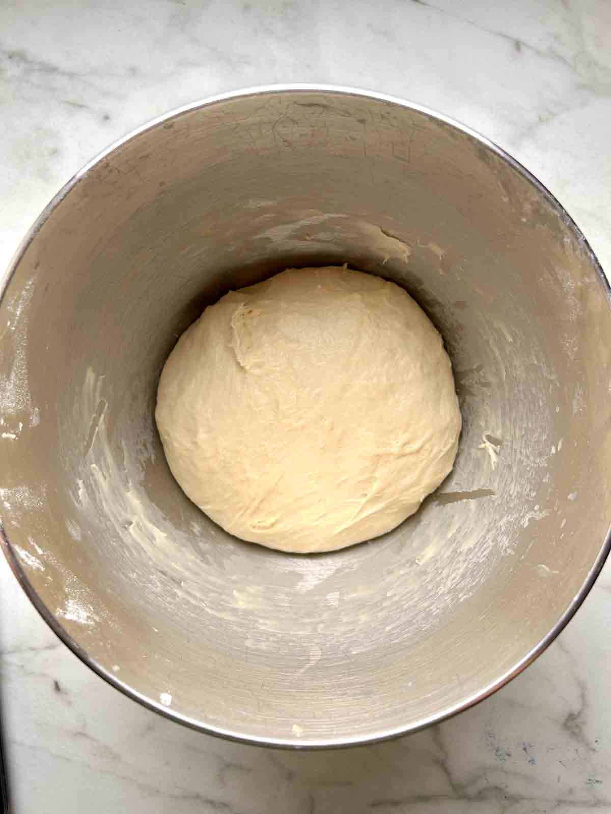 dough after rising for a few hours.