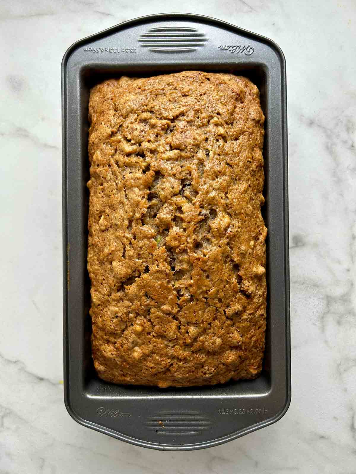 bread after baking; golden brown crust.