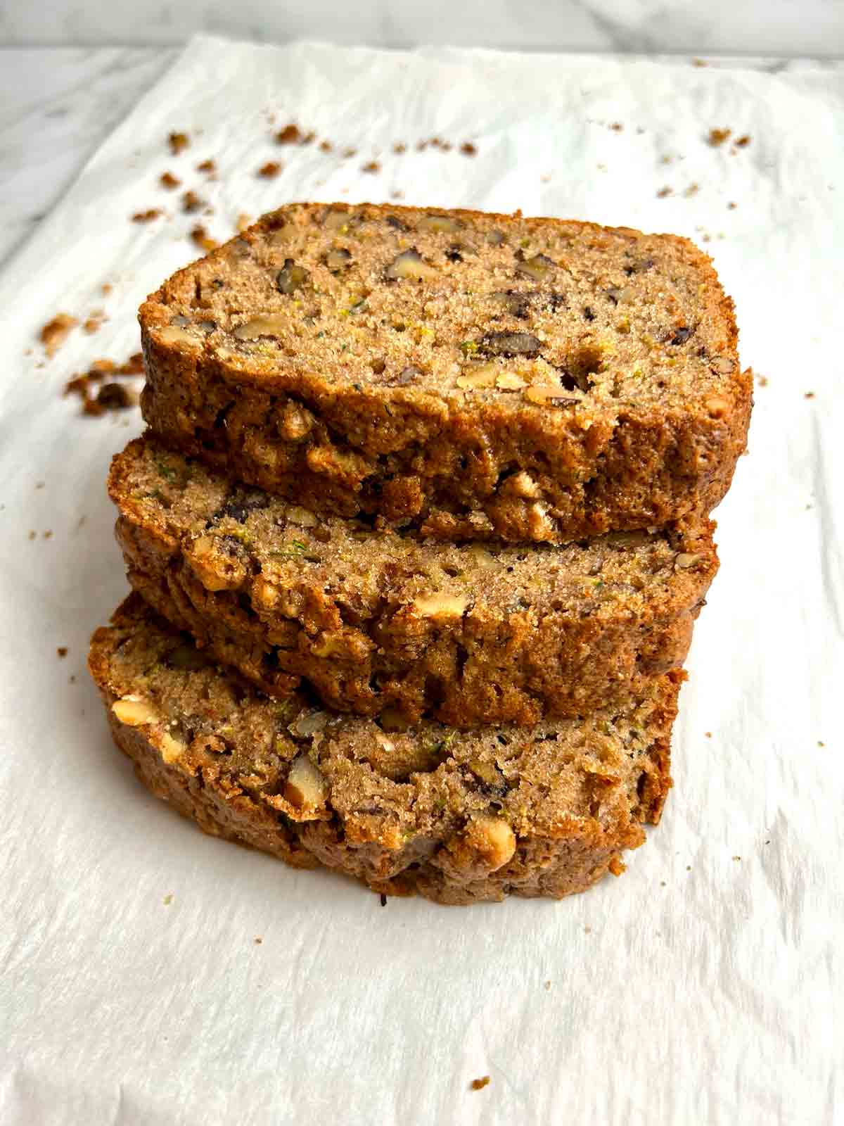 slice of sourdough zucchini bread.