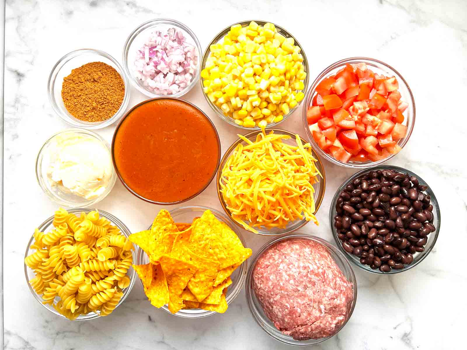 ingredients prepped in bowls.