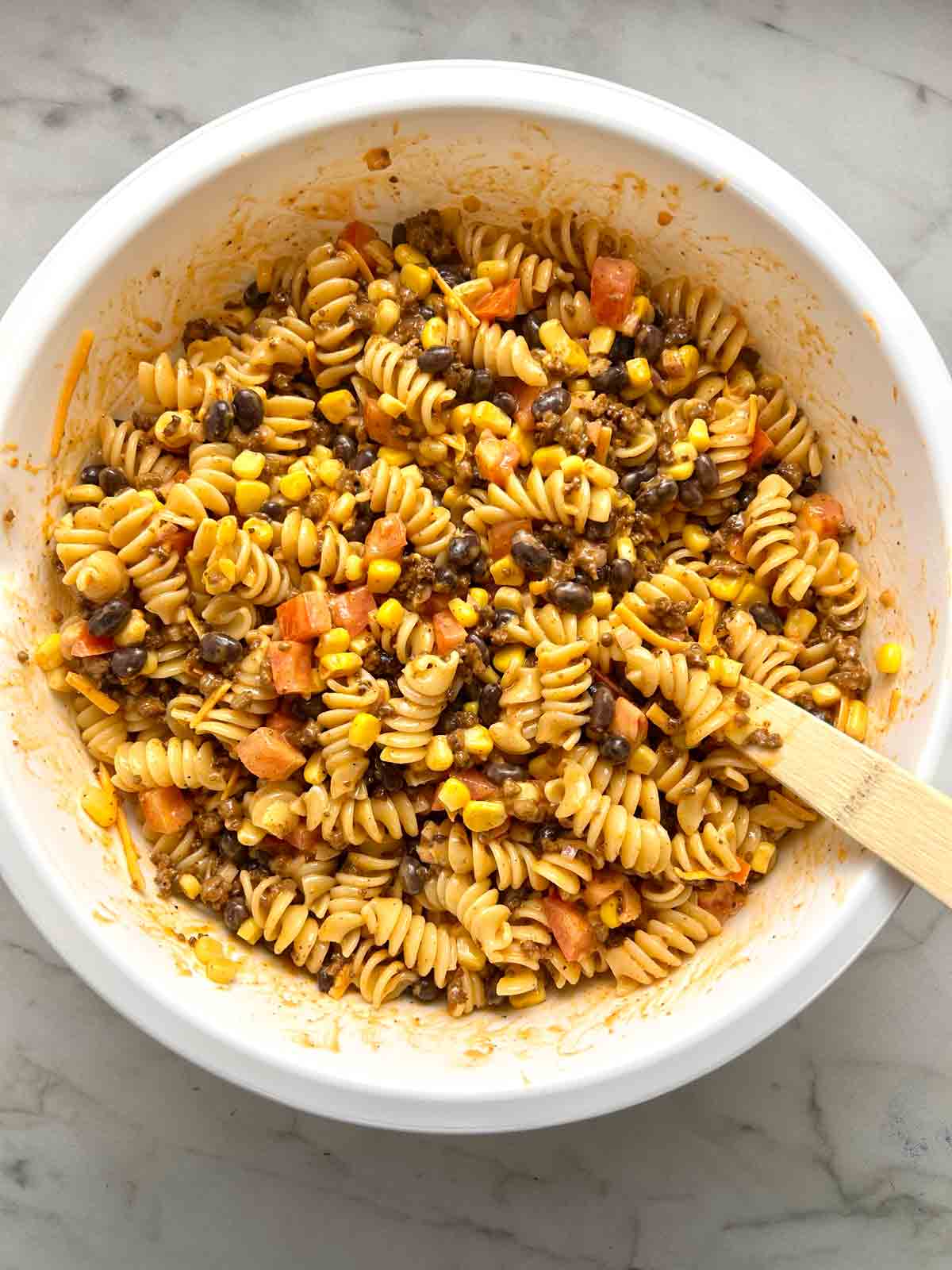 all ingredients mixed together in bowl.