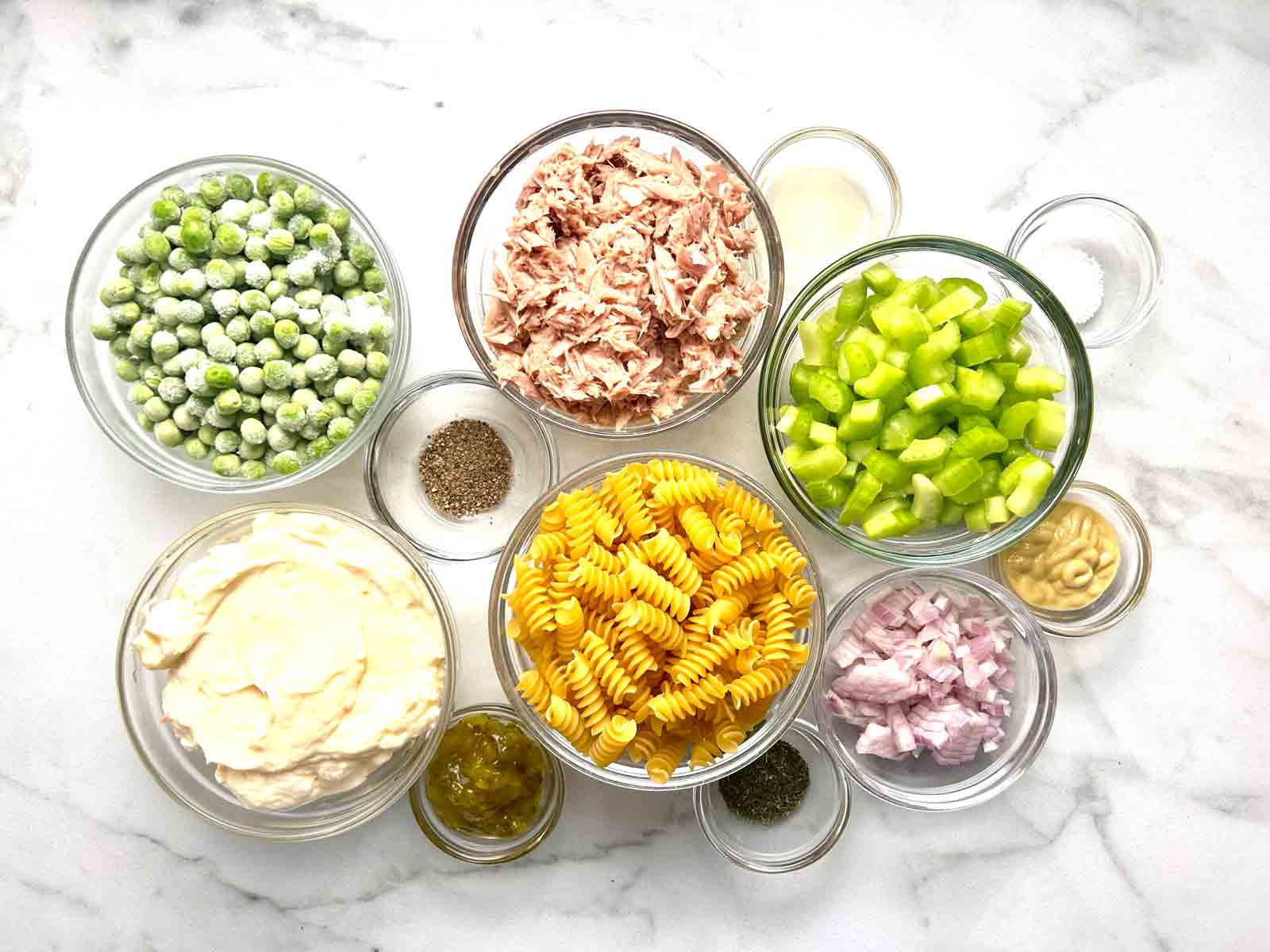 ingredients prepped in bowls.