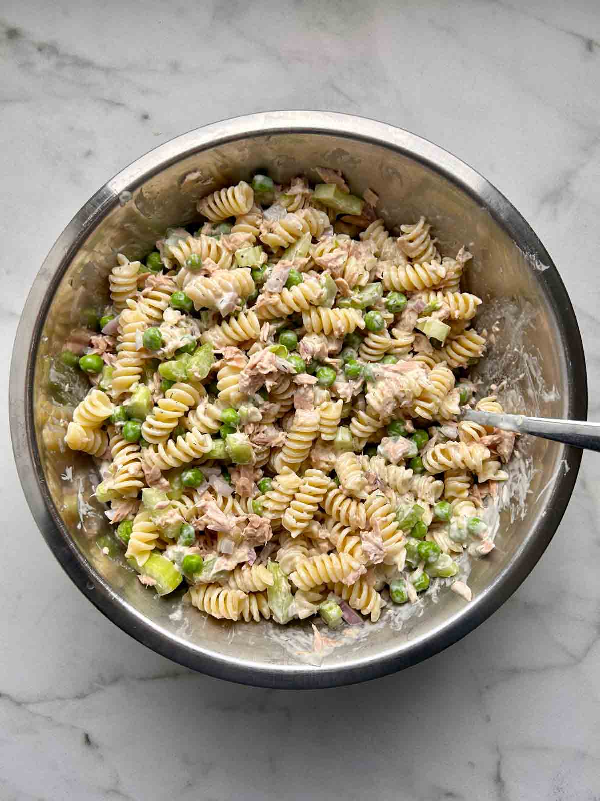 all ingredients mixed together in bowl.