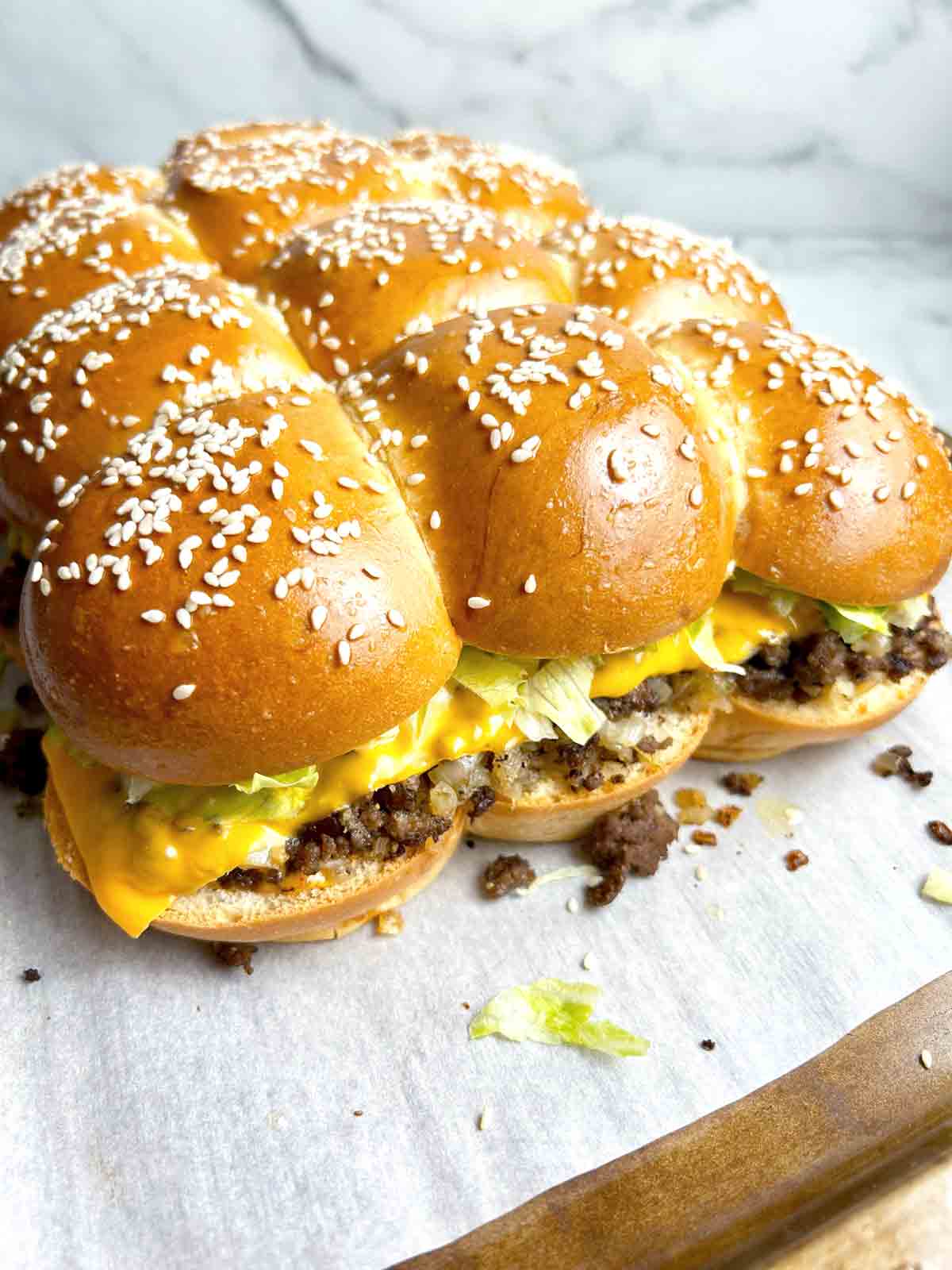 close up of Big Mac sliders.