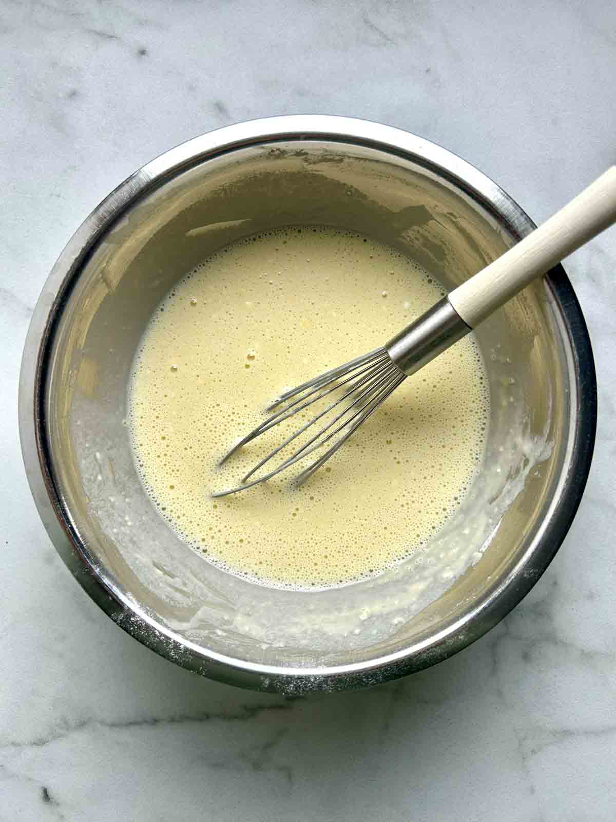 batter whisked in bowl.