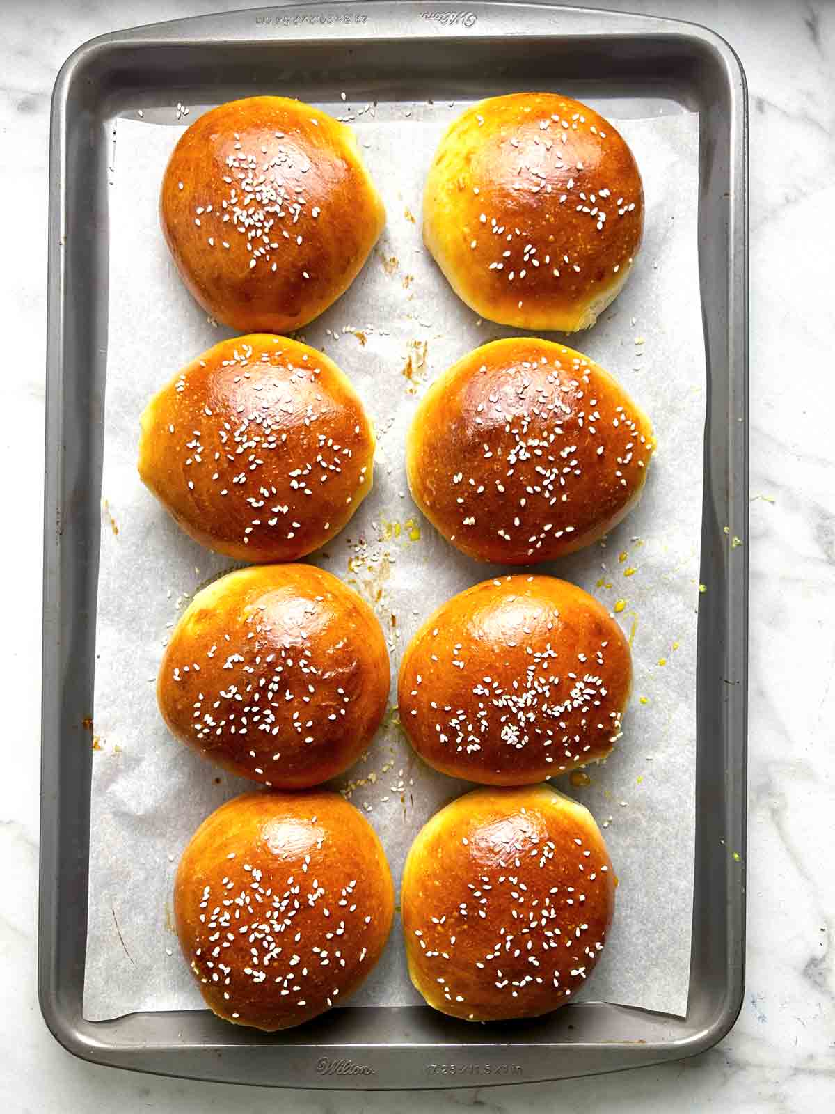 hamburger buns after baking.