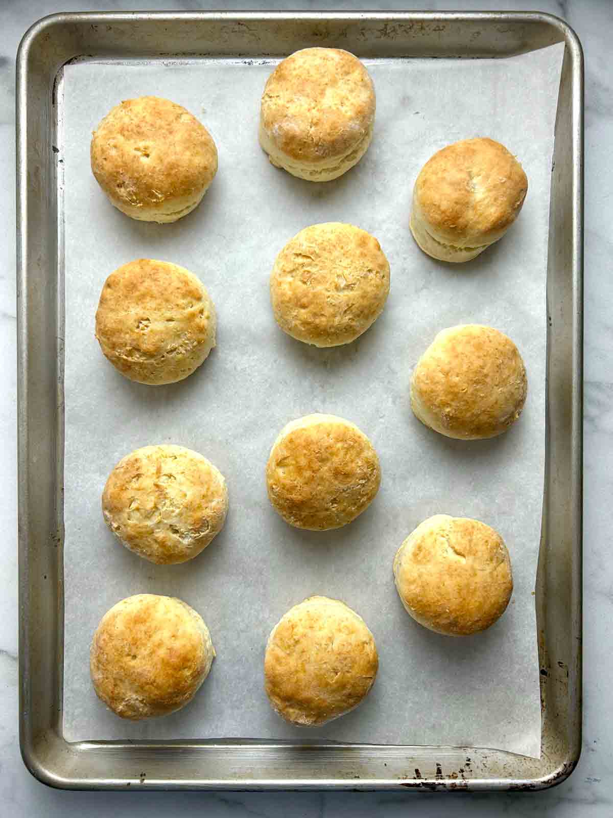 scones after being baked; golden brown exterior.
