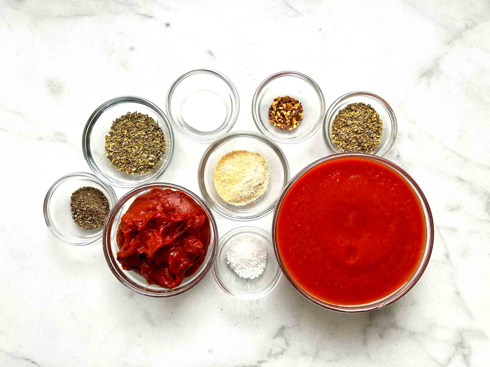 ingredients prepped in bowls.