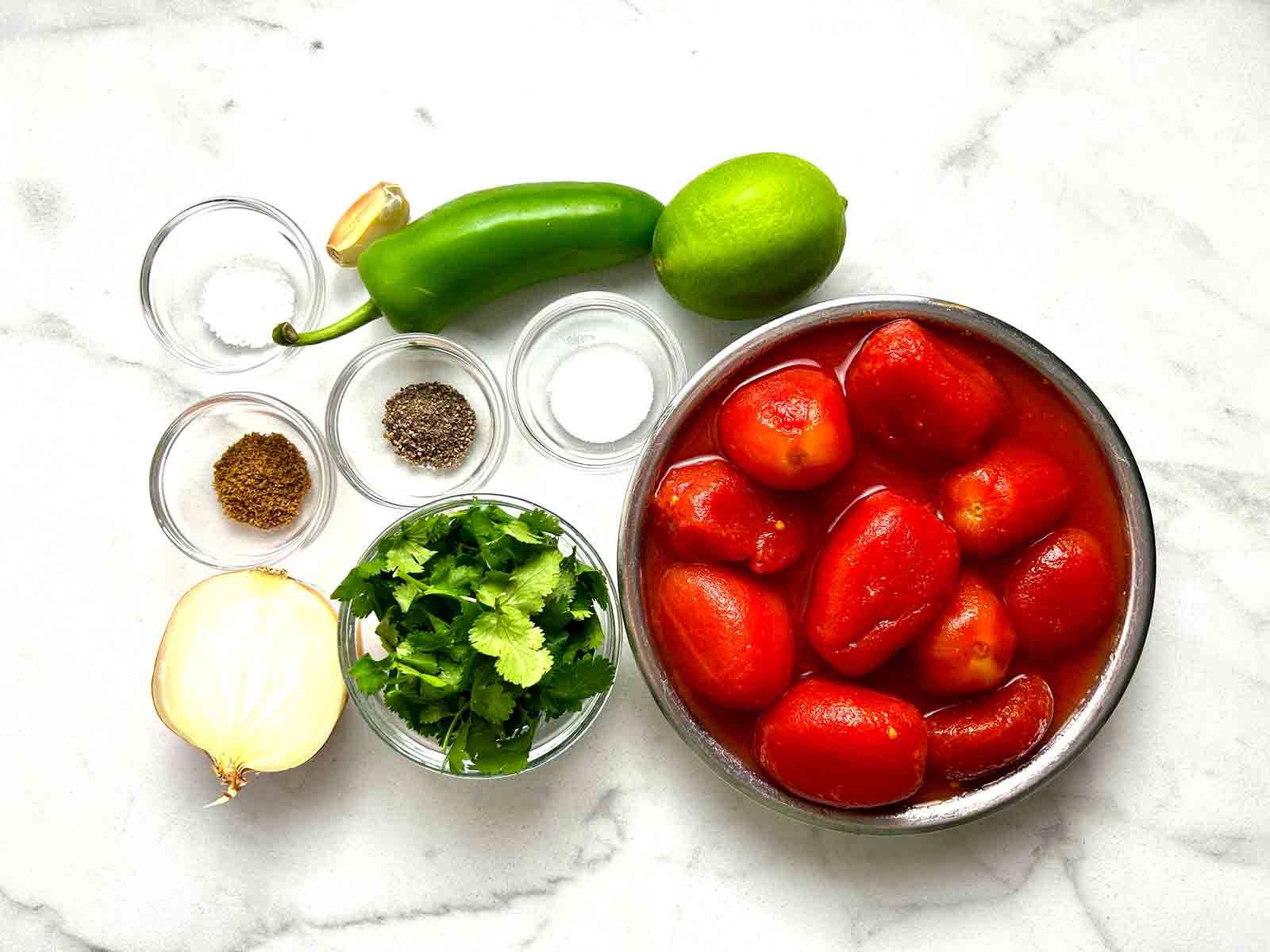 ingredients prepped in bowls.