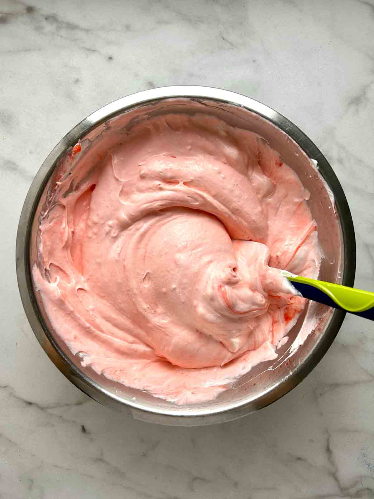 jell-O mixture folded into Cool Whip.
