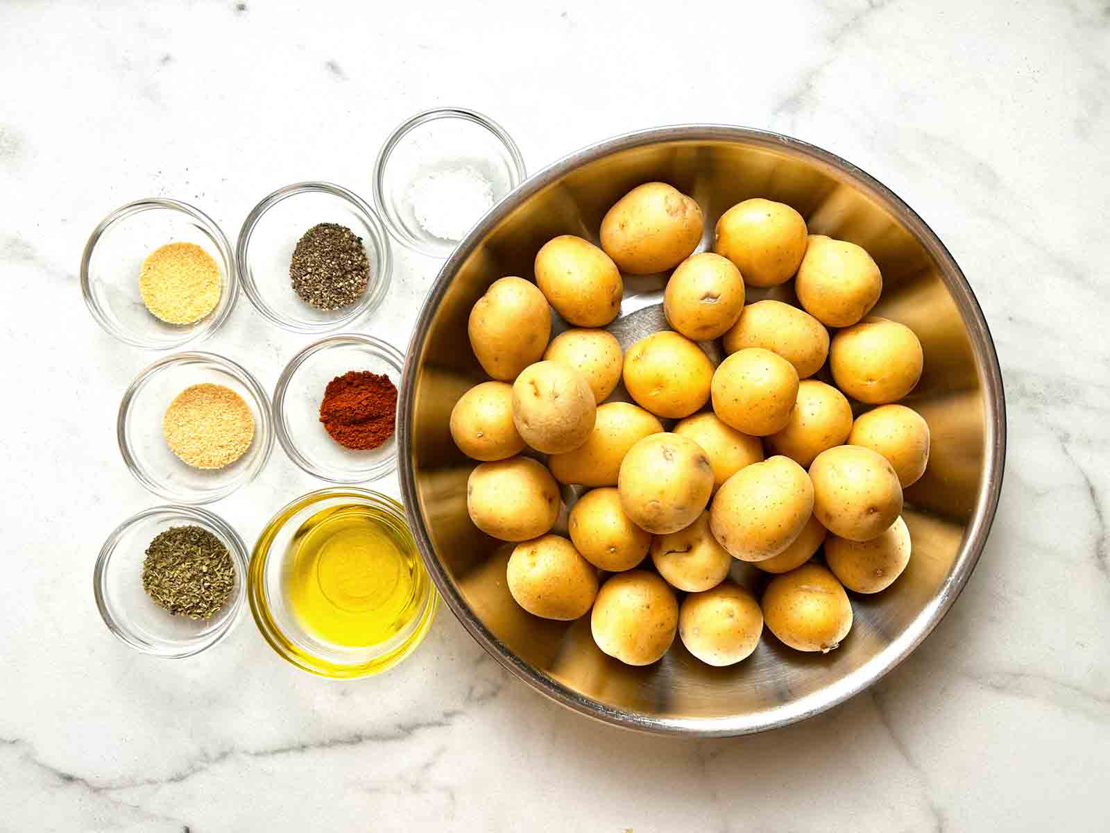 ingredients prepped in bowls.