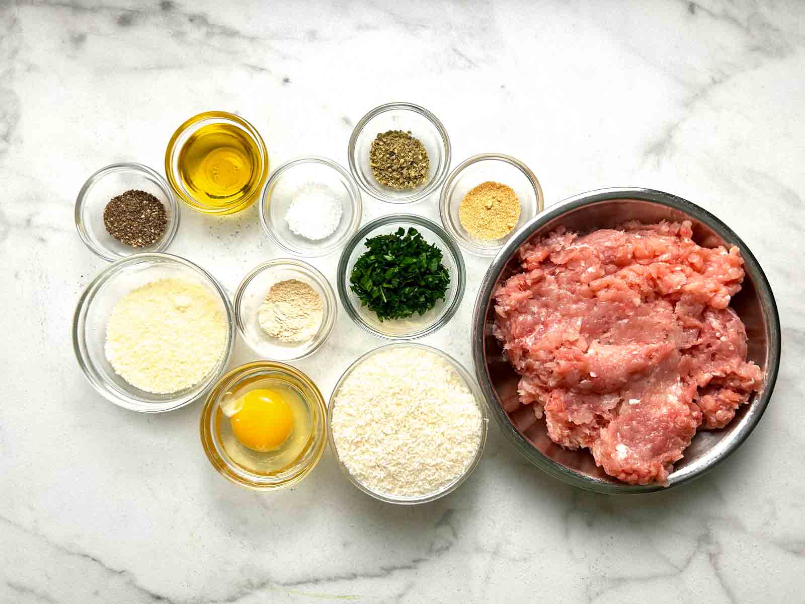 ingredients prepped in bowls.