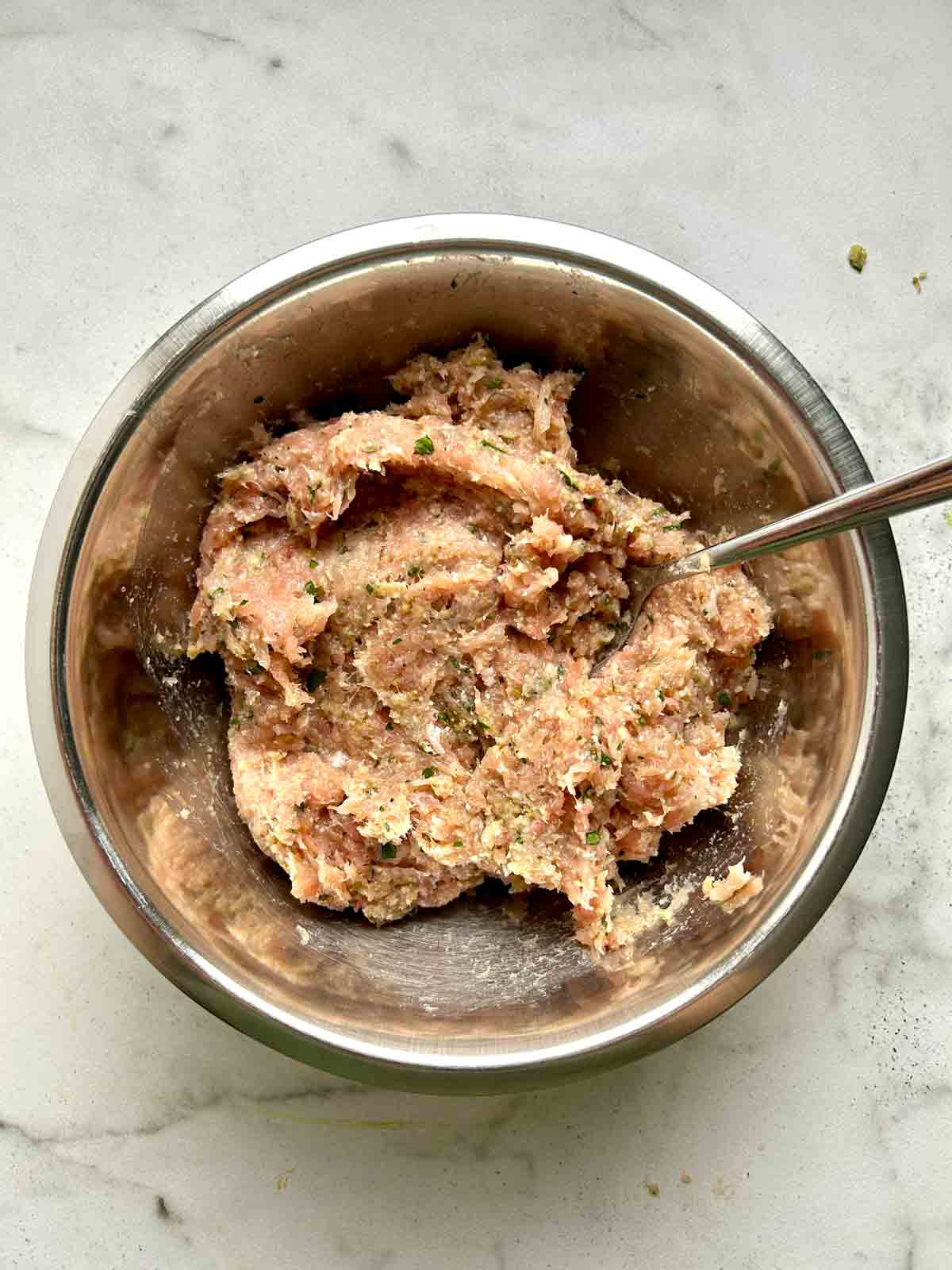 meatball mixture in bowl.