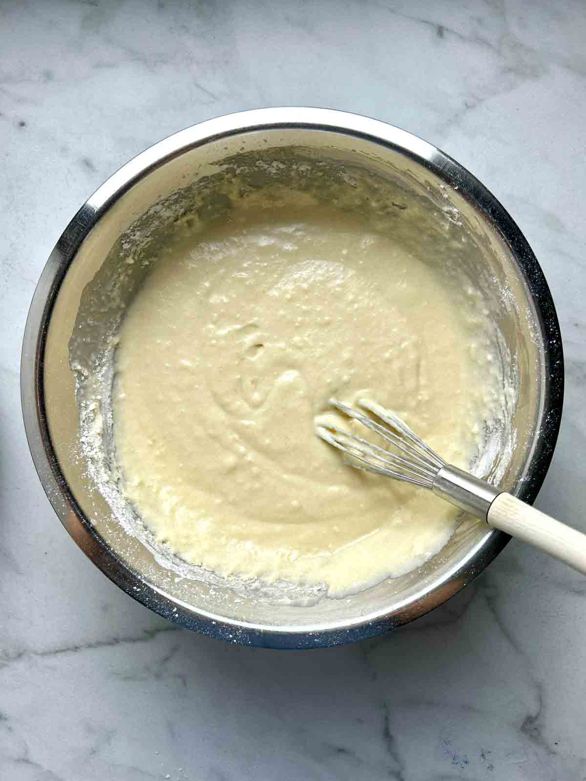 batter whisked together in bowl.