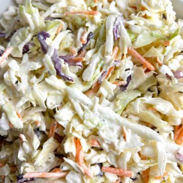 close up of coleslaw.