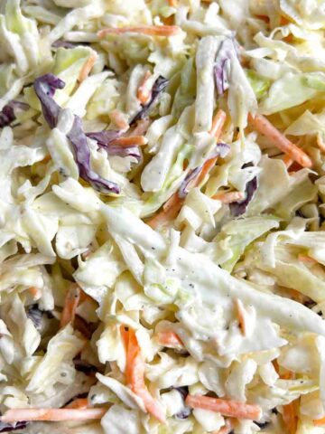 close up of coleslaw.