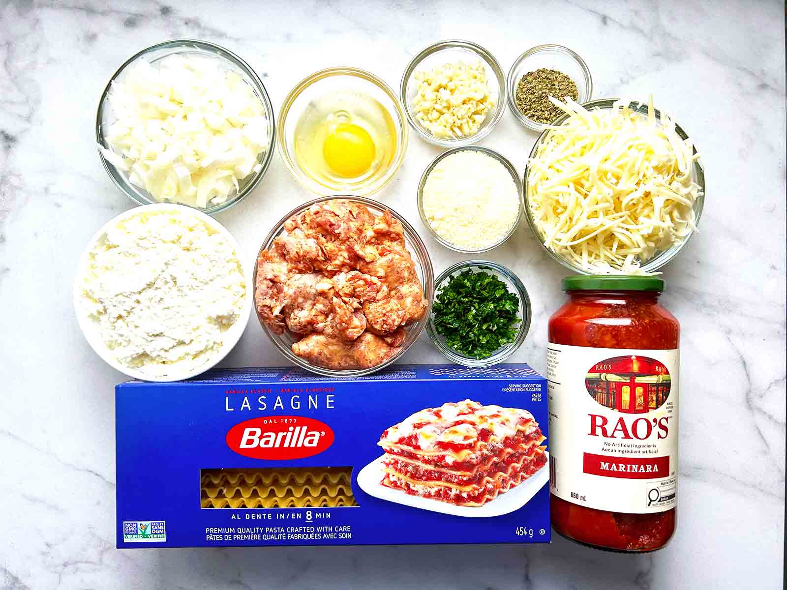 ingredients prepped in bowls.
