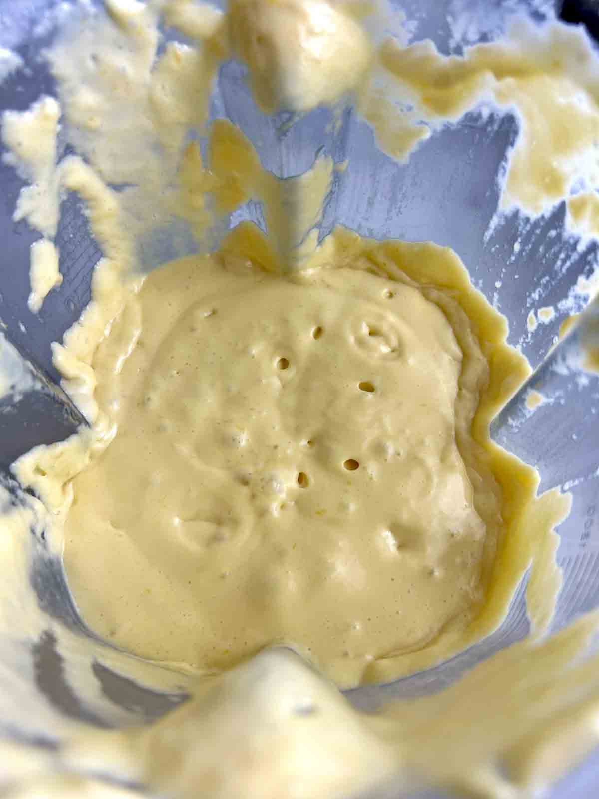 mango blended with milks in blender.