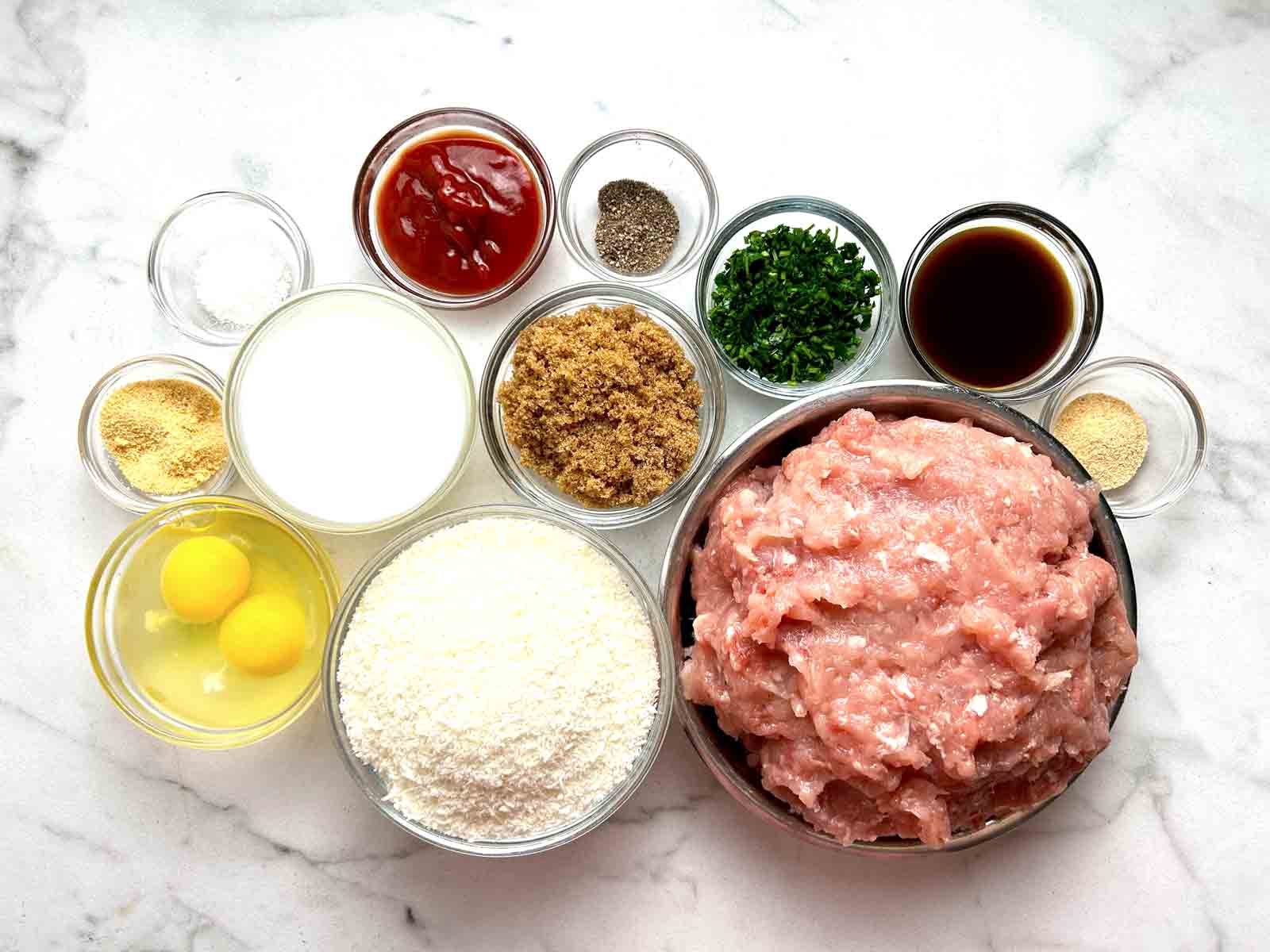 ingredients prepped in bowls.