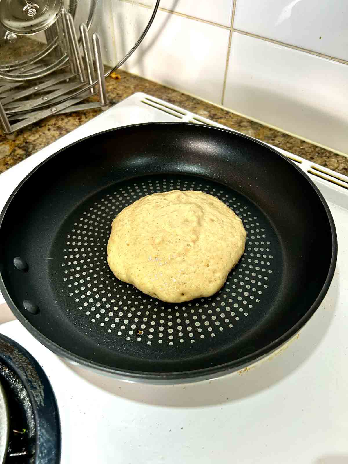 batter scooped into pan.