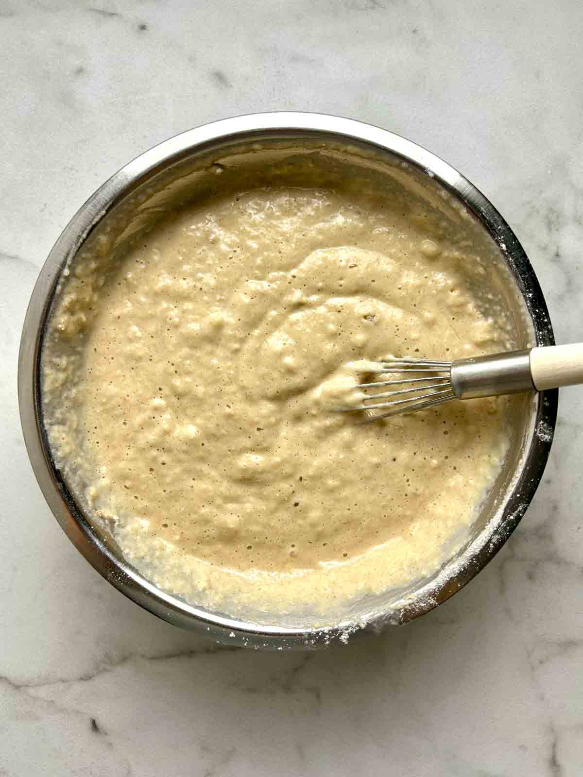 batter whisked together in bowl.