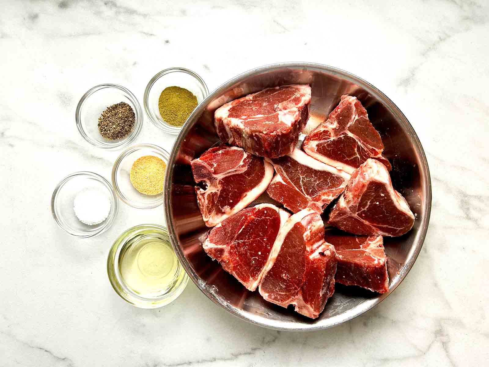 ingredients prepped in bowls.