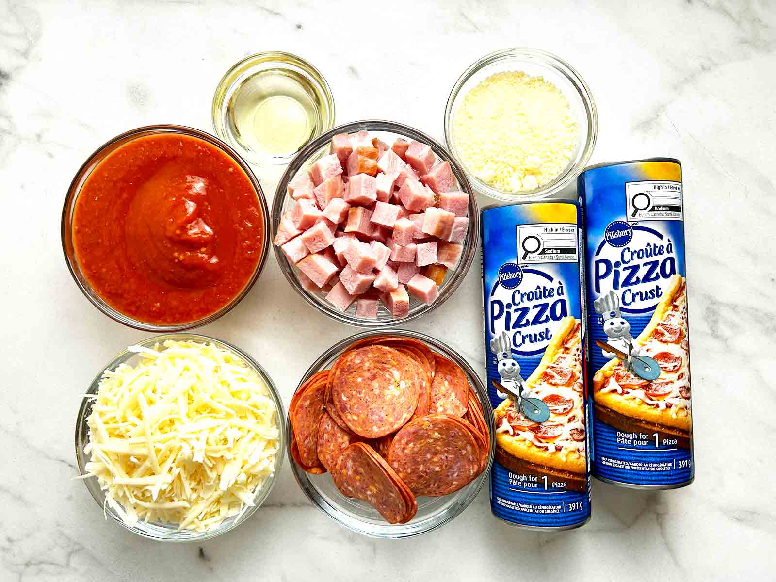 ingredients prepped in bowls.