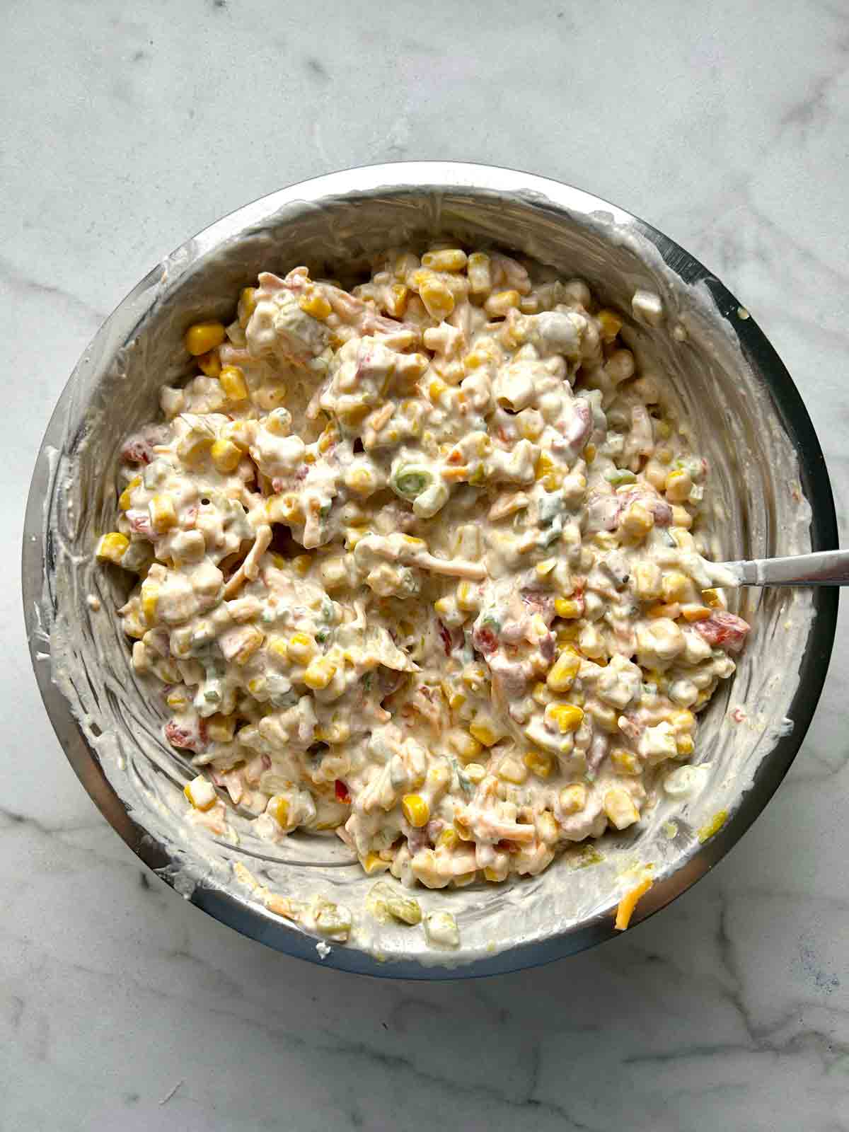all ingredients mixed together in bowl.