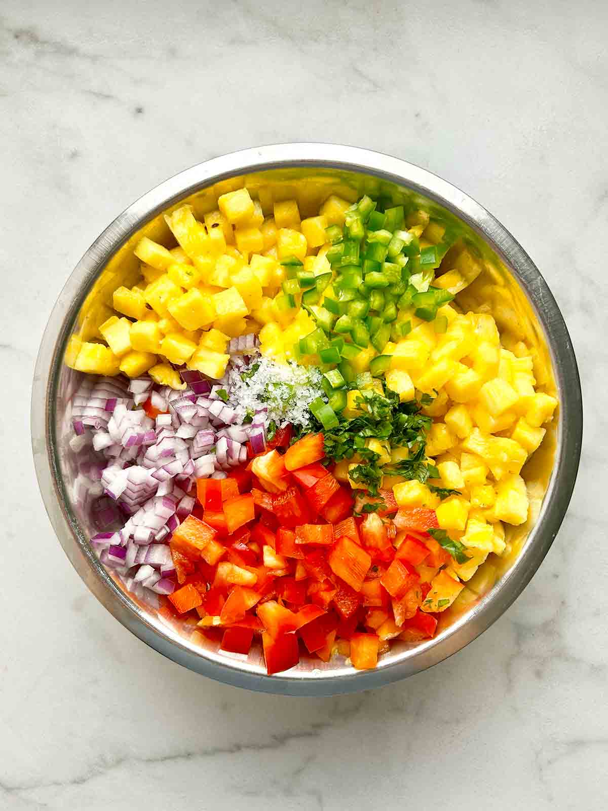 all ingredients arranged in bowl.