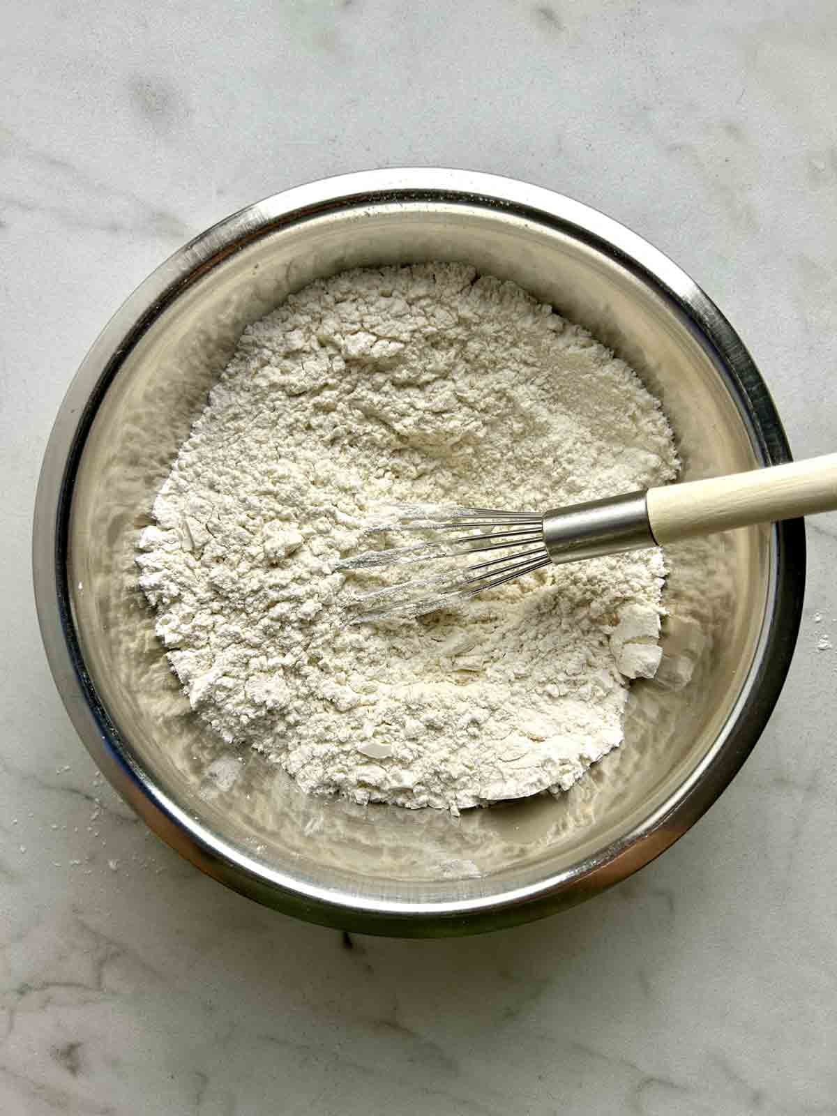 dry mixture whisked in bowl.