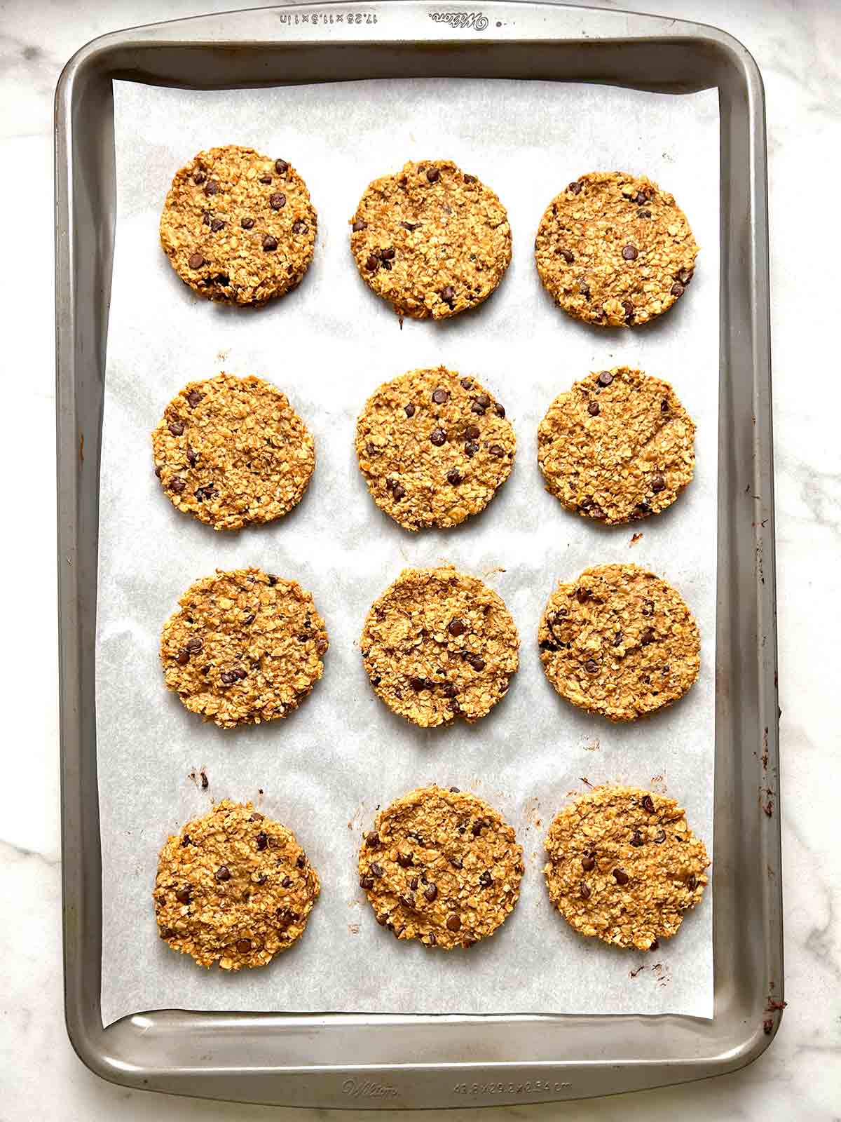 cookies after being baked; golden brown.